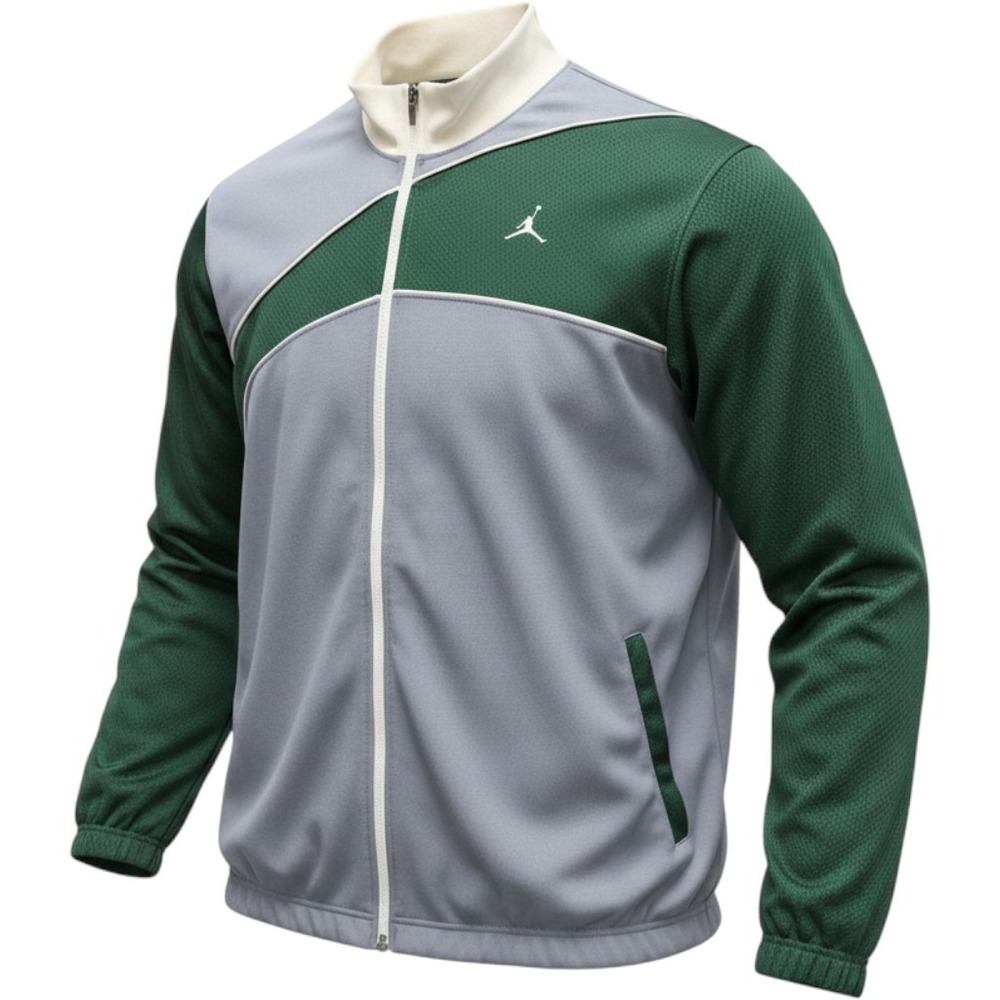 Jordan Brand Mens Colorblock Track Jacket Green Grey Sleeve Jumpman Large